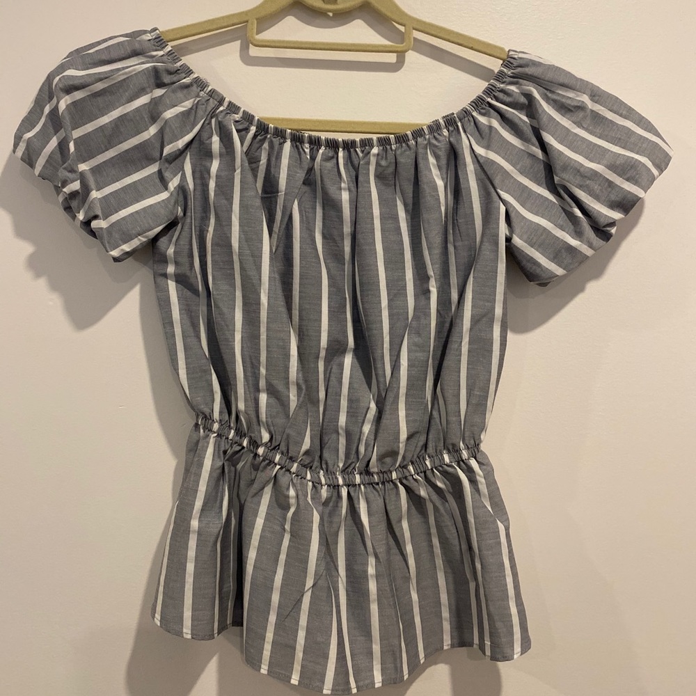 Dynamite Puffy sleeve off shoulder peplum top